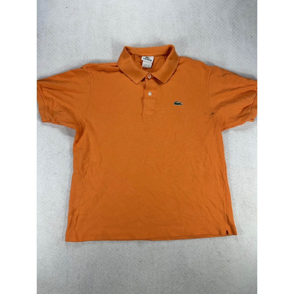 Lacoste Mens Orange Cotton Pique Short Sleeve Polo Shirt Size 5 Large